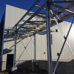 Exterior of pre-fabricated metal building